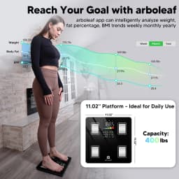 Arboleaf Smart Body Fat Scale 400lb, Digital Bathroom Weight Scale with 14 Body Metrics, 5.3' LED Display, APP Sync, 11.8' Large Platform