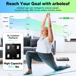 Arboleaf Smart Body Fat Scale 400lb, Digital Bathroom Weight Scale with 14 Body Metrics, 5.3' LED Display, APP Sync, 11.8' Large Platform