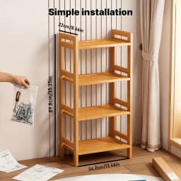 LOVEWE 4-Tier Bamboo Storage Shelf, Multifunctional Organizer Rack For Kitchen, Bathroom & Living Room, Durable Space-Saving Unit/sh260311163638432022411