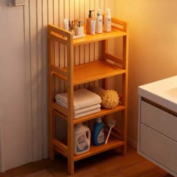 LOVEWE 4-Tier Bamboo Storage Shelf, Multifunctional Organizer Rack For Kitchen, Bathroom & Living Room, Durable Space-Saving Unit/sh260311163638432022411