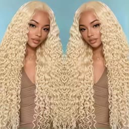 613 Blonde Deep Wave Human Hair Lace Front Wigs 200 & 250 Density 13x4 13x6 HD Lace Frontal Wigs Pre Plucked Natural Hairline Brazilian Remy Human Hair Ponytail Compatible Lace Wigs Ready To Wear Fashion Hairstyle For Women Party Work Daily Styling