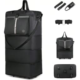 42 Inch Expandable Large Travel Duffel Bag With 5 360° Spinner Wheels & Lock & 2 Straps- Oxford Waterproof Foldable Suitcase Collapsible Luggage
