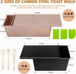 `Professional Pullman Loaf Pan Set, Carbon Steel Non-Stick Bread Mold with Sliding Lid and Baking Tools for Homemade Toast`