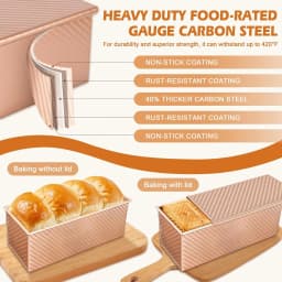 `Professional Pullman Loaf Pan Set, Carbon Steel Non-Stick Bread Mold with Sliding Lid and Baking Tools for Homemade Toast`