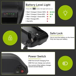 [US Direct]Aleaivy 48V 20Ah Hailong Lithium Ion Battery, 30A BMS 960Wh 4‑PIN Connector, Replacement E‑Bike Battery for 200W‑1500W Electric Bike, UL2849 UL2272 UL2271 Certified, with US 54.6V 2A Charger & Mounting Accessories