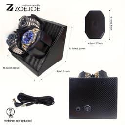 1pc Automatic Watch Winder 3 Slots 2 Modes USB Cable Power Watch Winders For Men Women PU Leather Soft Watch Pillow Watch Winder