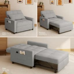 3‑in‑1 Adjustable Sleeper Sofa Chair Bed, Convertible Folding Lounge Recliner with Pull‑Out Sleeper Bed, Multi‑Purpose Furniture for Living Room, Bedroom, Office & Small Spaces