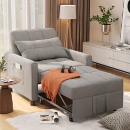 3‑in‑1 Adjustable Sleeper Sofa Chair Bed, Convertible Folding Lounge Recliner with Pull‑Out Sleeper Bed, Multi‑Purpose Furniture for Living Room, Bedroom, Office & Small Spaces