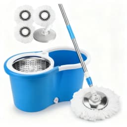 Rotating Spin Mop Bucket Set Blue Plastic Self-Wringing Rotating Spin Mop Bucket Set for Home Floor Cleaning Must Have 2026