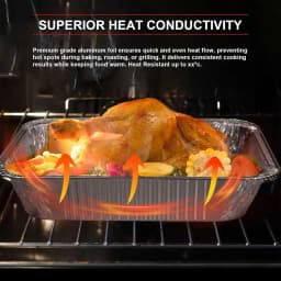 Silver Knight 9x13 Aluminum Pans Disposable Foil Pans, Half Size Deep Steam Table Pans Extra Thick for Baking, Cooking, Roasting, Heating - 30Pcs