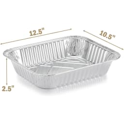 Silver Knight 9x13 Aluminum Pans Disposable Foil Pans, Half Size Deep Steam Table Pans Extra Thick for Baking, Cooking, Roasting, Heating - 30Pcs
