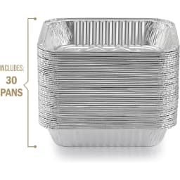 Silver Knight 9x13 Aluminum Pans Disposable Foil Pans, Half Size Deep Steam Table Pans Extra Thick for Baking, Cooking, Roasting, Heating - 30Pcs