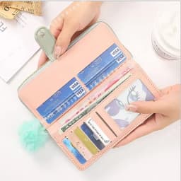 Women Long PU Leather Wallet Large Capacity Zipper Coin Purse Multi Card Holder Phone Wristlet Clutch Handbag