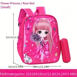 Cute Flower Princess Backpack For Little Girls, 2 Sizes (32cm/35cm) Toddler & Elementary School Bag, Durable Kids Bookbag With Pencil Pouch