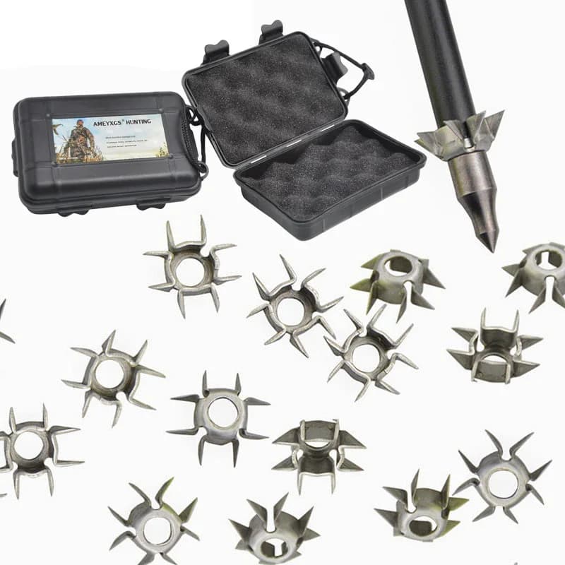 Judo Arrowhead 24pcs 8 Paw Broadhead ID 6.2mm 23Grain Arrow Tips with Black Storage Case for Bow Hunting Target Shooting