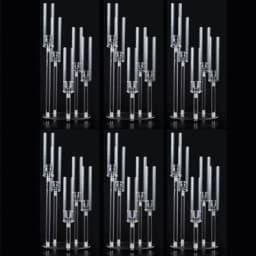 6sets Acrylic Candelabra Centerpieces for Tables 5 Arm Cluster Candle Holder for Wedding Baby Shower Festival,Party Windowsill