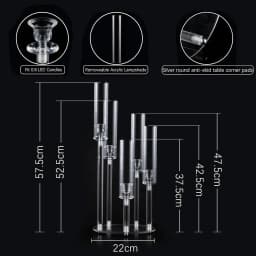 6sets Acrylic Candelabra Centerpieces for Tables 5 Arm Cluster Candle Holder for Wedding Baby Shower Festival,Party Windowsill
