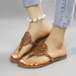 Summer Cutout Design Flat Sandals for Women Lightweight Slip-On Slides Flip Flops Indoor Outdoor Shoes