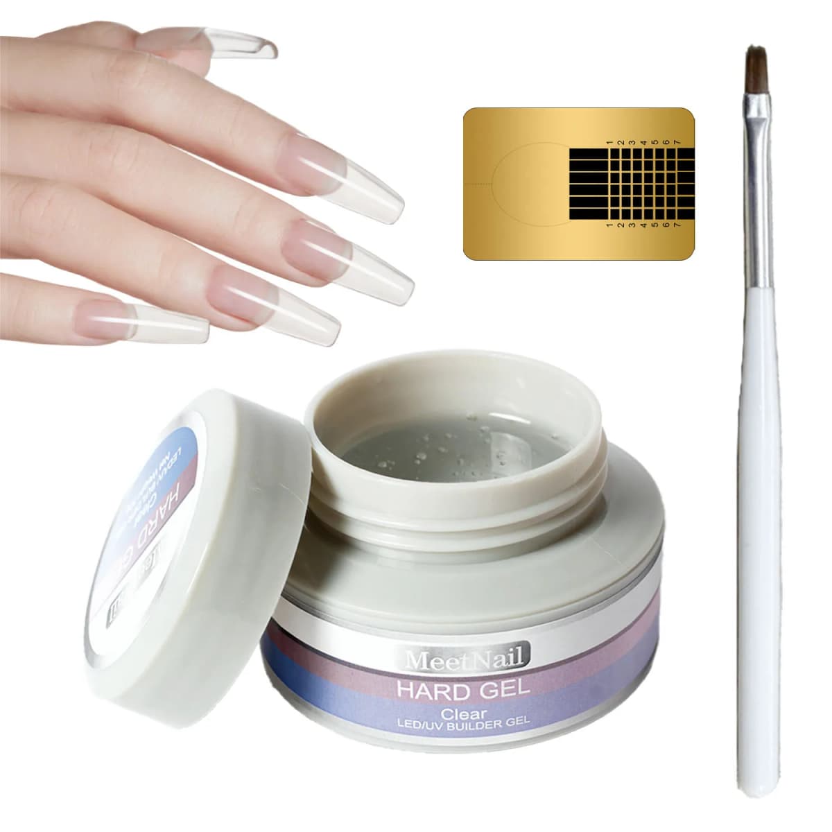 Clear Hard Builder Gel 1Pack 2oz, UV LED Cured Nail Extension Overlay Gel, Strong Professional Manicure for Salon Home DIY