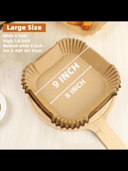 100pcs, Square Disposable Air Fryer Liners (9in), Paper Air Fryer Liner Pots, Paper Basket Bowls, Baking Trays, Oven Acces