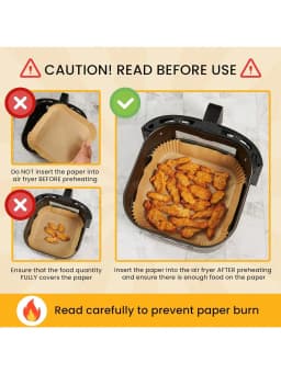 100pcs, Square Disposable Air Fryer Liners (9in), Paper Air Fryer Liner Pots, Paper Basket Bowls, Baking Trays, Oven Acces