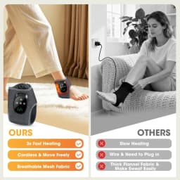 Ankle Massager with Heat, 4 Heat Levels 40-55°C & 4 Vibration Modes 4 Intensities, Cordless Heated Ankle Wrap with Display