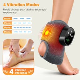 Ankle Massager with Heat, 4 Heat Levels 40-55°C & 4 Vibration Modes 4 Intensities, Cordless Heated Ankle Wrap with Display