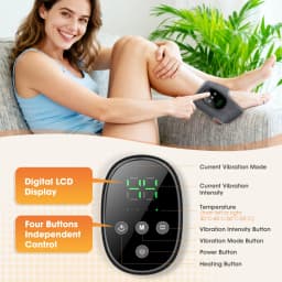 Ankle Massager with Heat, 4 Heat Levels 40-55°C & 4 Vibration Modes 4 Intensities, Cordless Heated Ankle Wrap with Display
