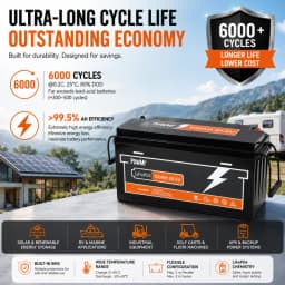 PowMr 25.6V 100Ah LiFePO4 Battery with BMS Grade A 2.56kWh Lithium 6000 cycle 100A flash charge for Camping EV Home System US Local
