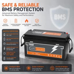 PowMr 25.6V 100Ah LiFePO4 Battery with BMS Grade A 2.56kWh Lithium 6000 cycle 100A flash charge for Camping EV Home System US Local