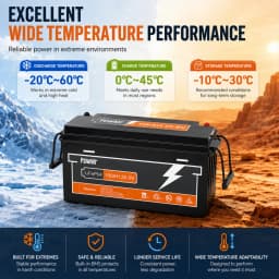 PowMr 25.6V 100Ah LiFePO4 Battery with BMS Grade A 2.56kWh Lithium 6000 cycle 100A flash charge for Camping EV Home System US Local