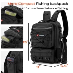 JSERYISGN Angler‘s Outdoor Pro Backpack | Large Capacity, Durable Fabric with Sectioned Hang Points | Organizes Fishing Tackle & Accessories with Ease