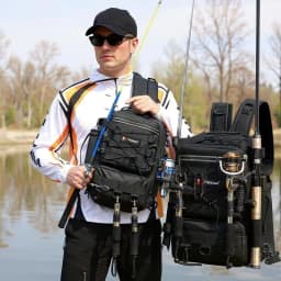 JSERYISGN Angler‘s Outdoor Pro Backpack | Large Capacity, Durable Fabric with Sectioned Hang Points | Organizes Fishing Tackle & Accessories with Ease