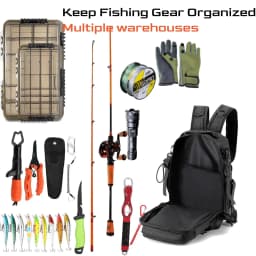 JSERYISGN Angler‘s Outdoor Pro Backpack | Large Capacity, Durable Fabric with Sectioned Hang Points | Organizes Fishing Tackle & Accessories with Ease