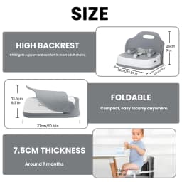 UBRAVOO Portable Kids Booster Dining Chair with 3-Point Safety Harness, 2 Fixing Straps, Washable PP Toddler Feeding Seat for Home Travel