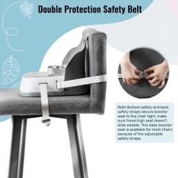 UBRAVOO Portable Kids Booster Dining Chair with 3-Point Safety Harness, 2 Fixing Straps, Washable PP Toddler Feeding Seat for Home Travel