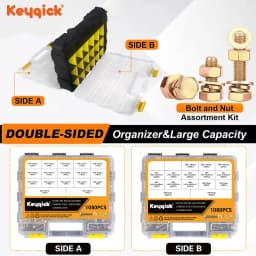 1080Pcs M4 M5 M6 M8 Yellow Zinc Plated Hex Head Bolt Nut & Washer Assortment Kit Carbon Steel Fasteners With Storage Case