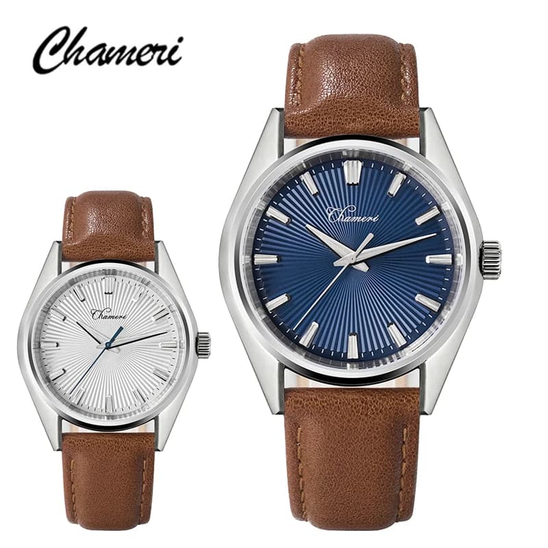 Chameri GS05 Quartz Watch VH31 Sweep Second Movement Men's Watches Sapphire 50m Waterproof Stainless Steel Vintage Wristwatch