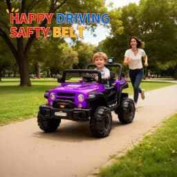 12V Purple Kids Ride‑On Jeep SUV Truck, Electric Toy Car with 7AH Battery, 2×550# Motors, Pre‑Paired Remote Control, Plastic Seat Wheels, US Full‑Environment‑Friendly for Children Gift