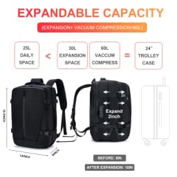 Kabaqoo 60L Expandable Vacuum Compression Bag Vacuum Backpack For Travel Water Resistant with Electric Vacuum Pump