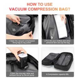 Kabaqoo 60L Expandable Vacuum Compression Bag Vacuum Backpack For Travel Water Resistant with Electric Vacuum Pump