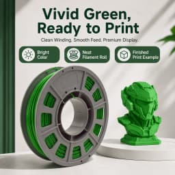 PETG 3D Printer Filament 1.75mm, 300g Compact Spool Solid Green, Dimensional Accuracy +/- 0.03mm, Smooth Feeding for FDM Printers