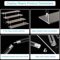 4 Tier Acrylic Perfume Organizer Stand, Clear Display Risers for Perfume, Cologne, Cosmetic, Skincare, Funko POP, Dessert Displ