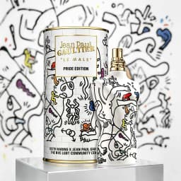 Jean Paul Gaultier Le Male Pride Edition, Keith Haring Art‑Graffiti Collaborative Limited Perfume. Classic Fougere Scent with Mint, Lavender, Vanilla & Amber. Complete Original Graffiti Gift Tin, Collectible Men's Fragrance.
