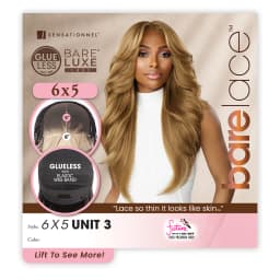 Sensationnel HD Lace Front Wig BareLace Glueless 6X5 Closure Wig Unit 3, Synthetic