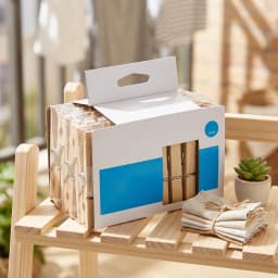 50 Pack Light Brown Wooden Clothespins, Birch Hardwood Laundry Clips with Steel Spring for Clothes Drying
