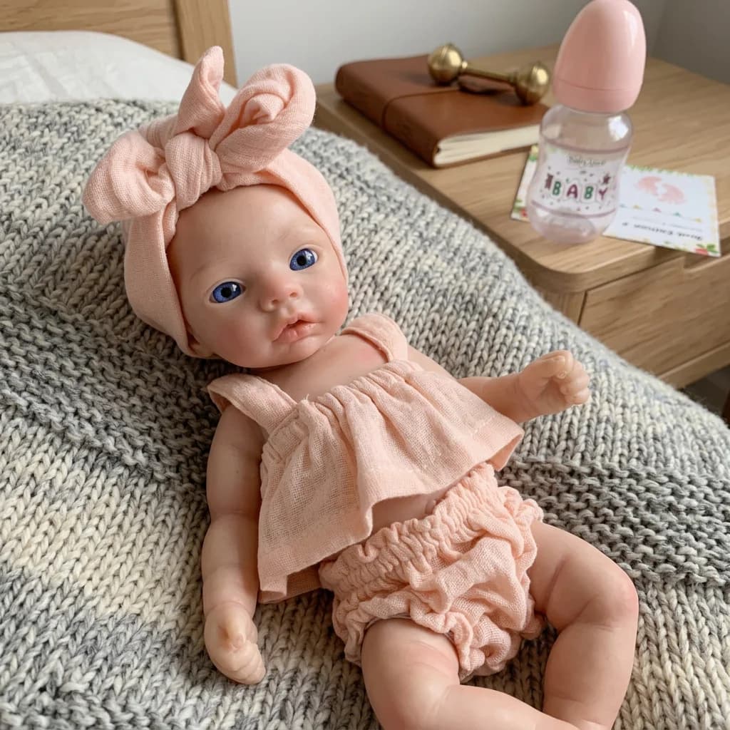 10 Inch Meadow Full Body Silicone Reborn Doll With Pink Outfit Lifelike Newborn Hand‑Painted Waterproof Collectible Art Ornament for Holiday & Birthday Gifts