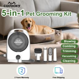 Pet Grooming Kit Cat/Dog Hair Vacuum with 2.5L Large Capacity,5 in 1 Professional Pet Blow&Suction Machine with 5 Blow Settings and 3 Suction Level, Low Noise Pet Hair Cleaner for All Hair Type