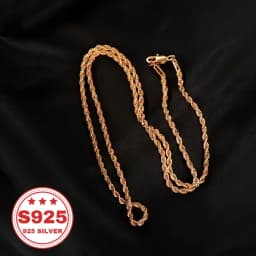 24K Gold-Plated 925 Silver 4mm Twisted Chain, Durable and Hypoallergenic, Never Fades. An Ideal Gift for Men, Women, Wives, Girlfriends, and Mothers for Anniversaries, Birthdays, and Special Occasions. Perfect for Christmas and Halloween