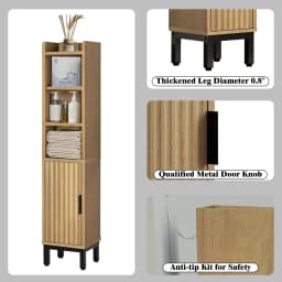 5‑Tier Corner Toilet Paper Storage Cabinet, Freestanding Bathroom Organizer With Door and Adjustable Shelf For Small Spaces